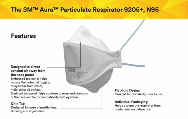 10 Pack 3M Aura N95 9205+ Particulate Respirator Mask NIOSH Approved NEW SEALED