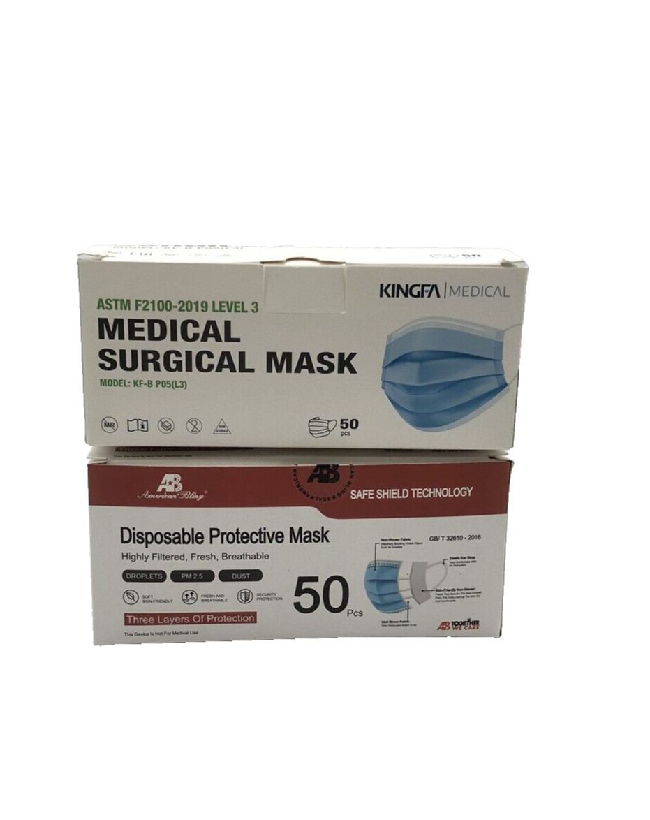 (90) 3-Ply Face Masks Medical Surgical Disposable Ear Loop Mask, ASTM LEVEL3