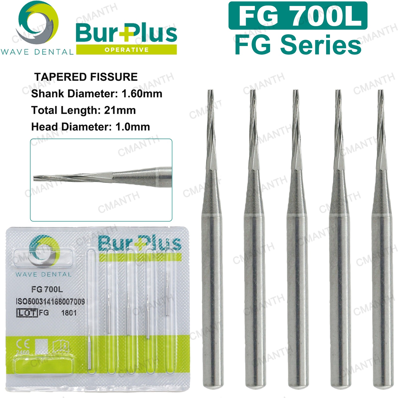 Wave Dental Surgical Carbide Burs Friction Grip FG Tapered Fissure 701 Long 1958