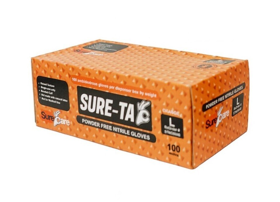 SureCare® 8 Mil Diamond Textured Orange Nitrile Sure-Tac Disposable Gloves (500)