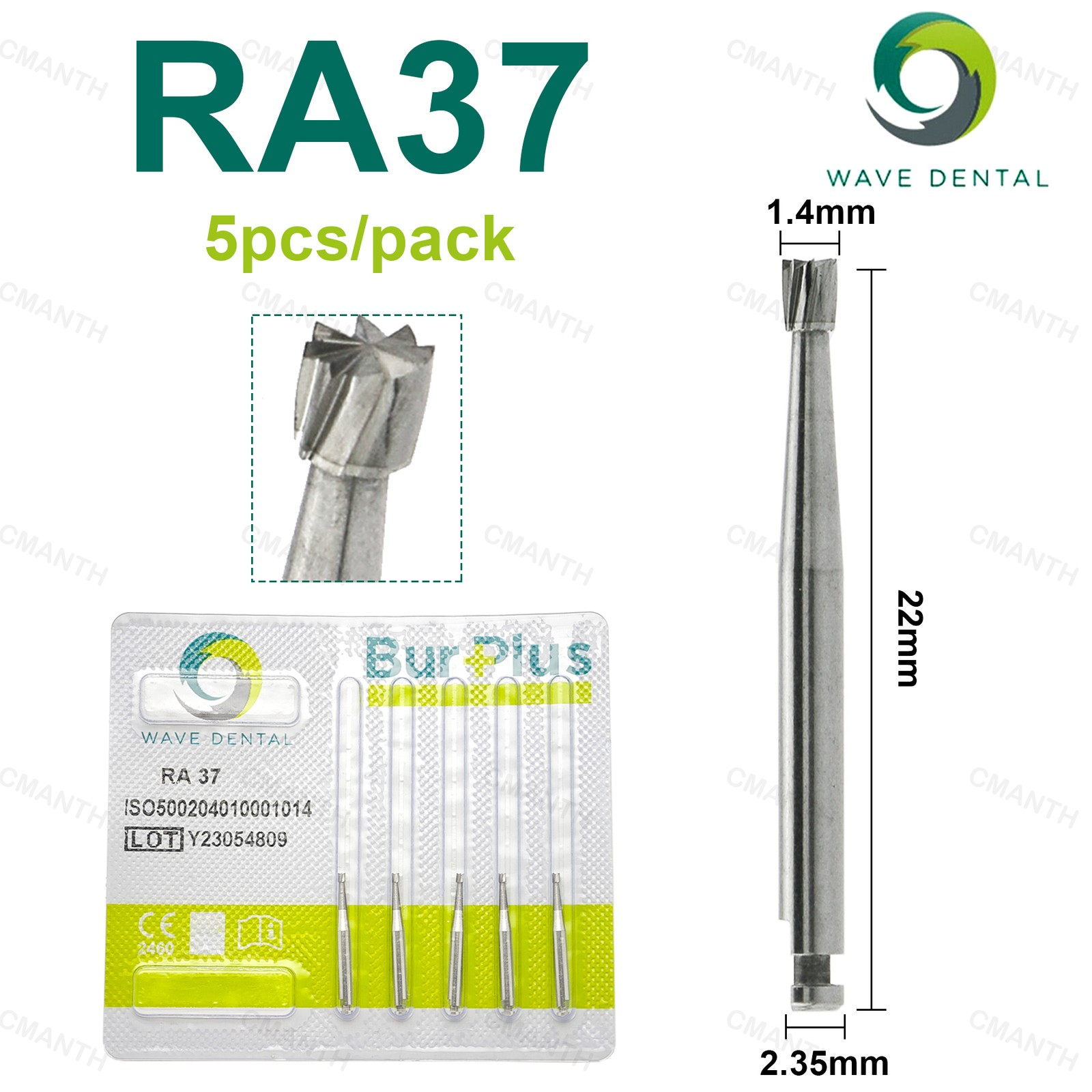 WAVE Dental Inverted Cone Bur Tungsten Carbide Burs RA For Low Speed Dia.2.35mm