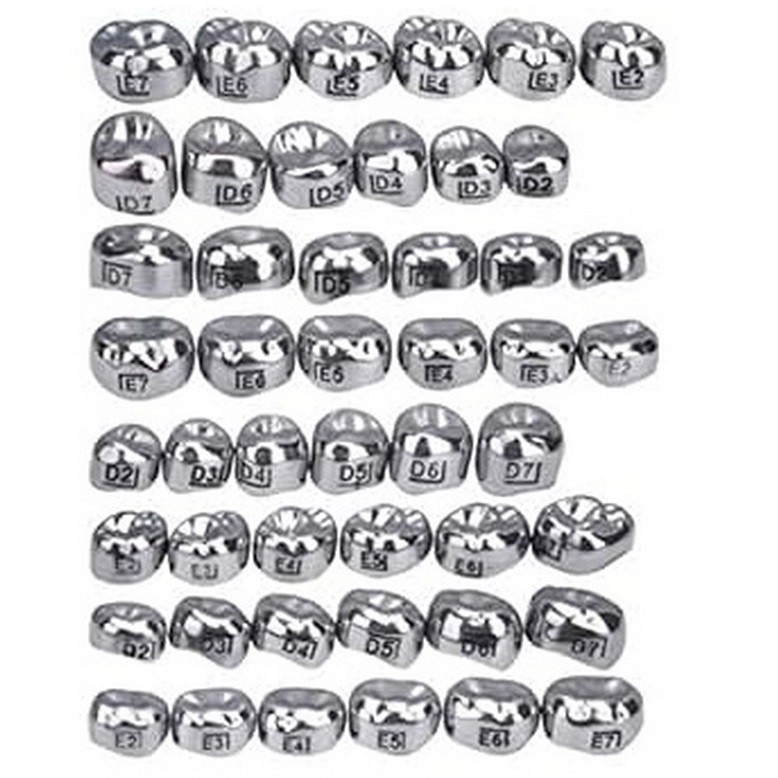 Dental Kids Crown Stainless Steel Primary Molar Pediatric Crowns D/E 48pcs Set
