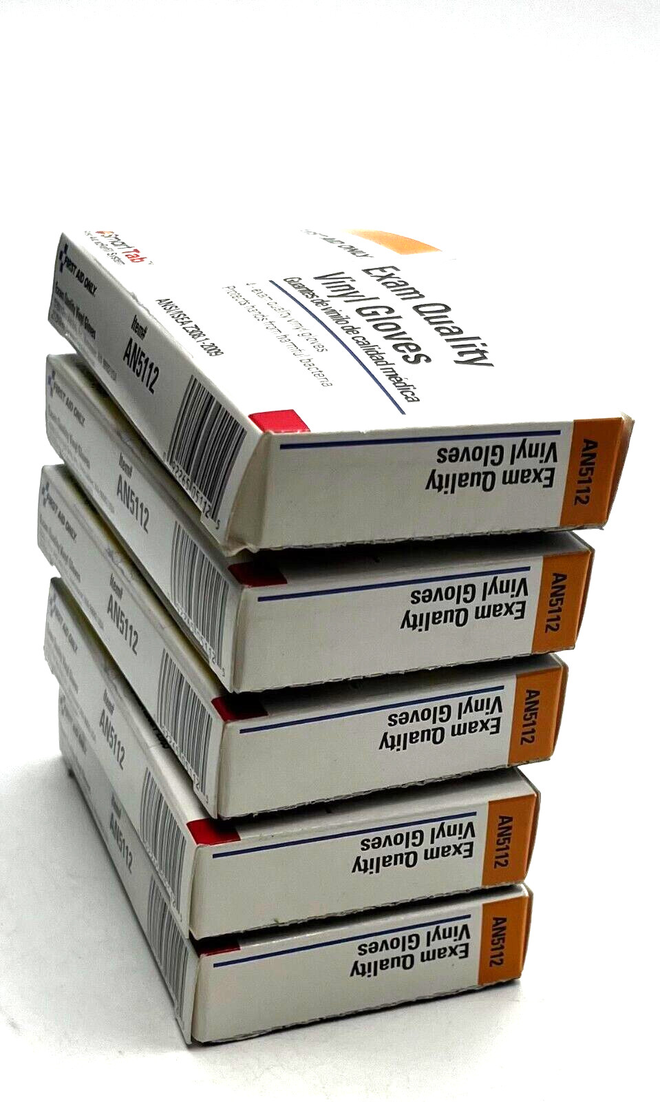 LOT OF 5 FIRST AID ONLY AN5112 INCLUDES 4 EXAM QUALITY VINYL GLOVES IN BOX