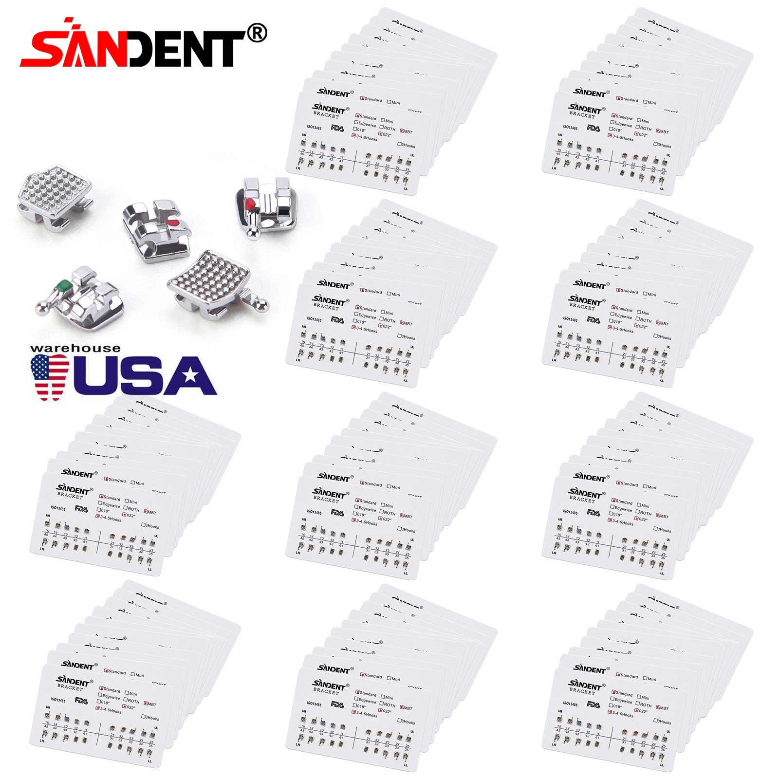 Dental Orthodontics Brackets Brace Standard MBT.022 Hooks 3-4-5 20pcs/pack DL