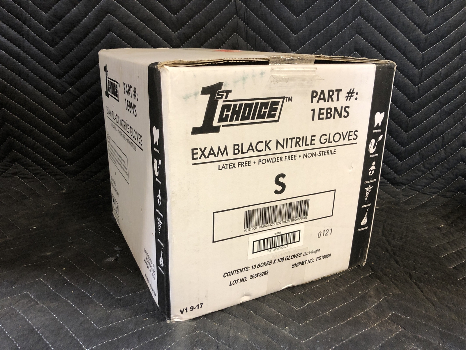 1000ct Case 1st Choice Nitrile Gloves Black 3 Mil Exam Powder Free Non Latex Sm