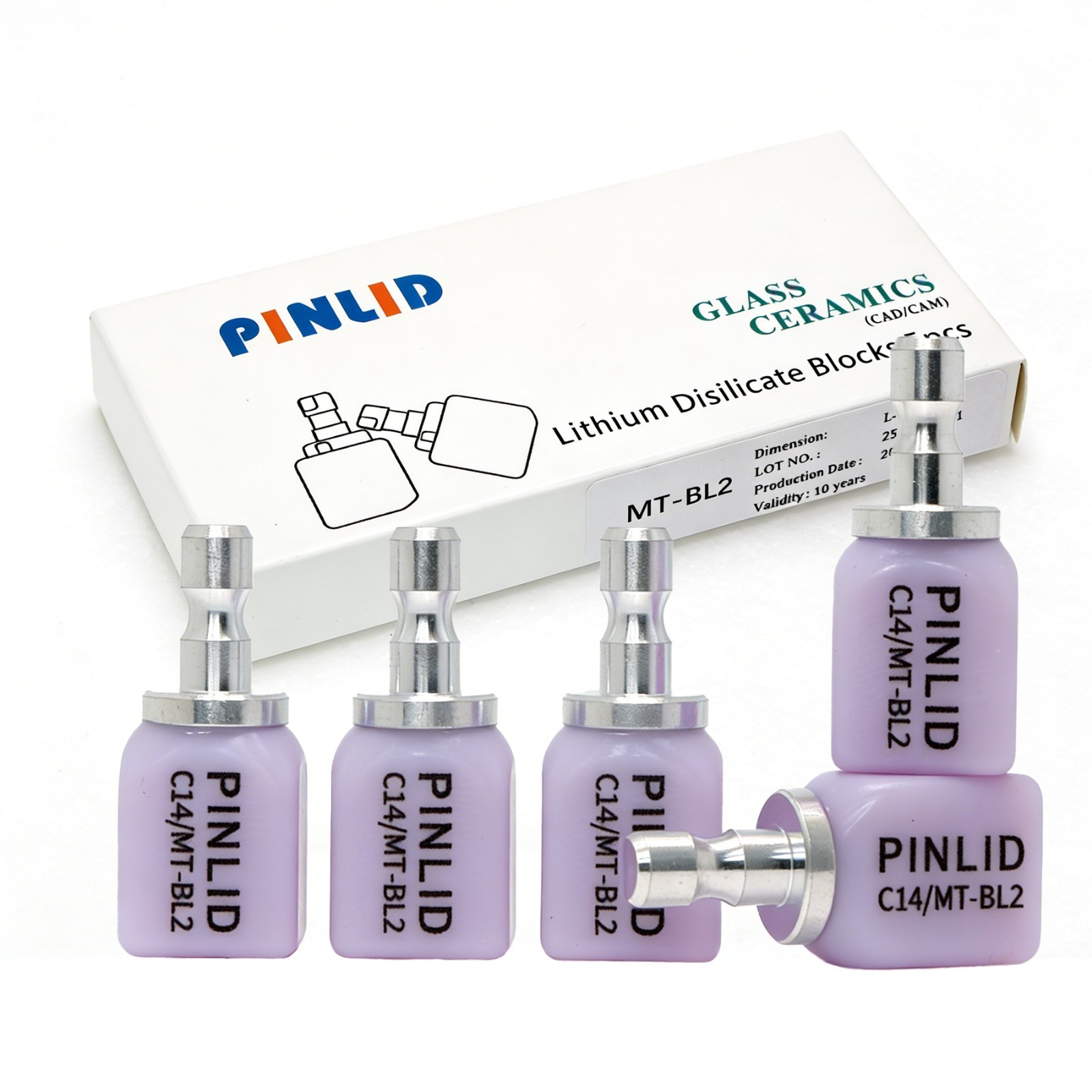 US MT C14 Lithium Disilicate Block Dental CAD/CAM Glass Ceramic 5Pc/Pk For CEREC