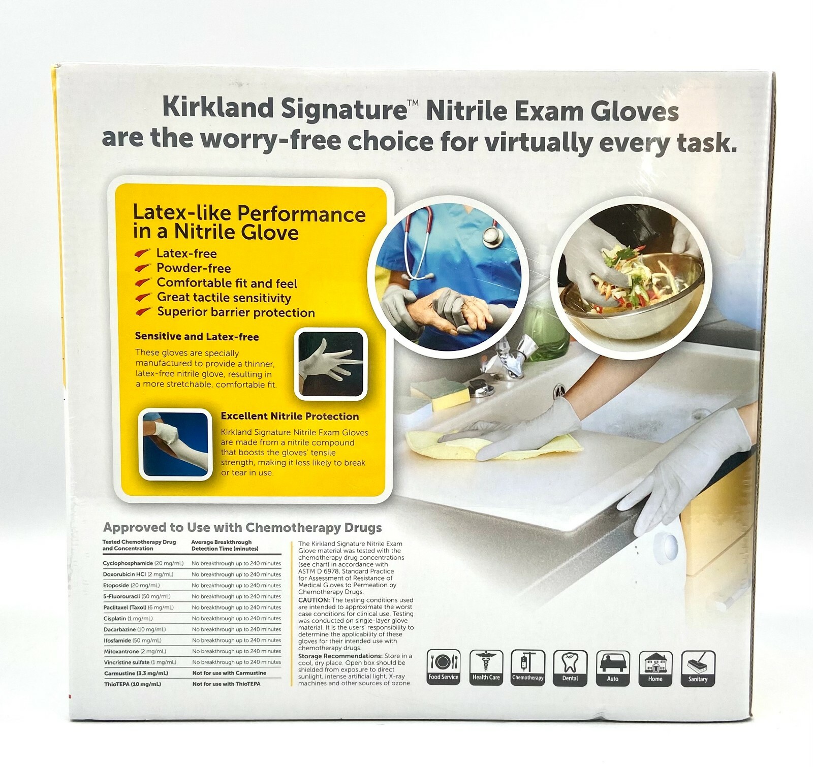 Kirkland Signature Nitrile Exam Powder-Free Exam Gloves – LARGE – 400 Count
