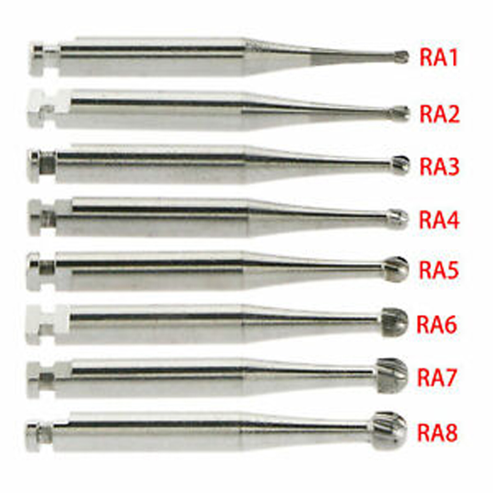 Dental Round Carbide Bur for Slow Speed Latch Type RA 1# -RA 8# Burs 22.5mm