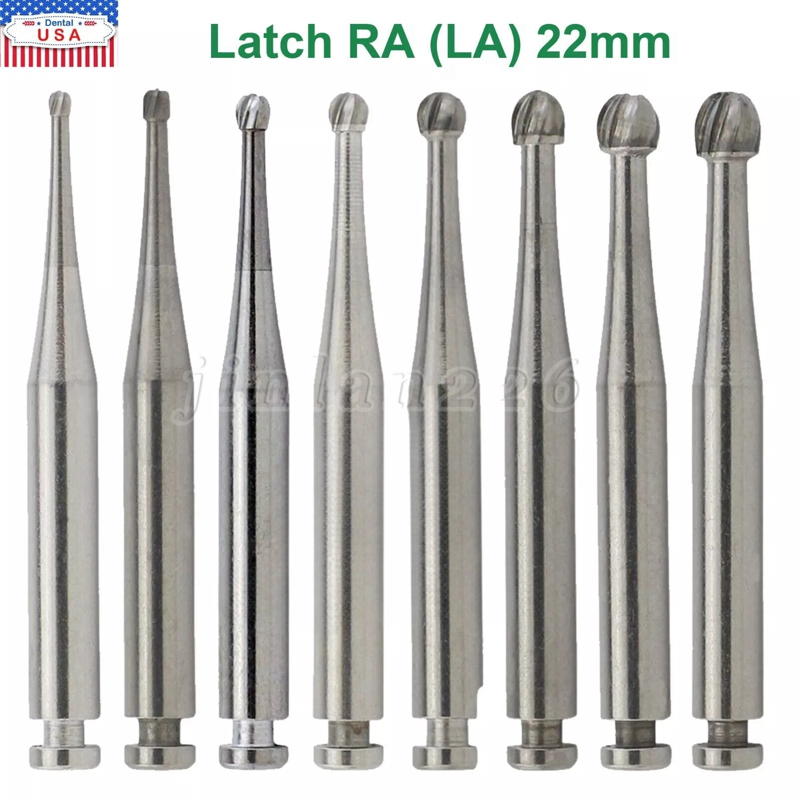 5 Pcs/Pack Dental RA Round Carbide Bur For Slow Speed Latch Type RA 1#-8# USA