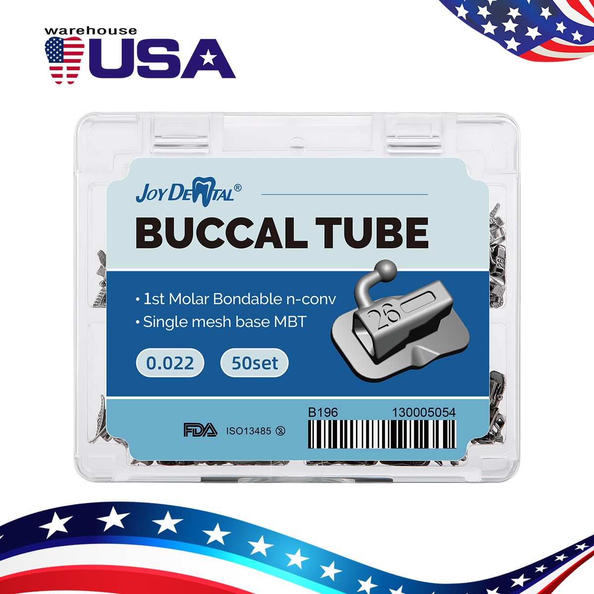 80Pcs AZDENT Ortho Bondable Monoblock Buccal Tubes 1st Molar MBT/Roth 0.022