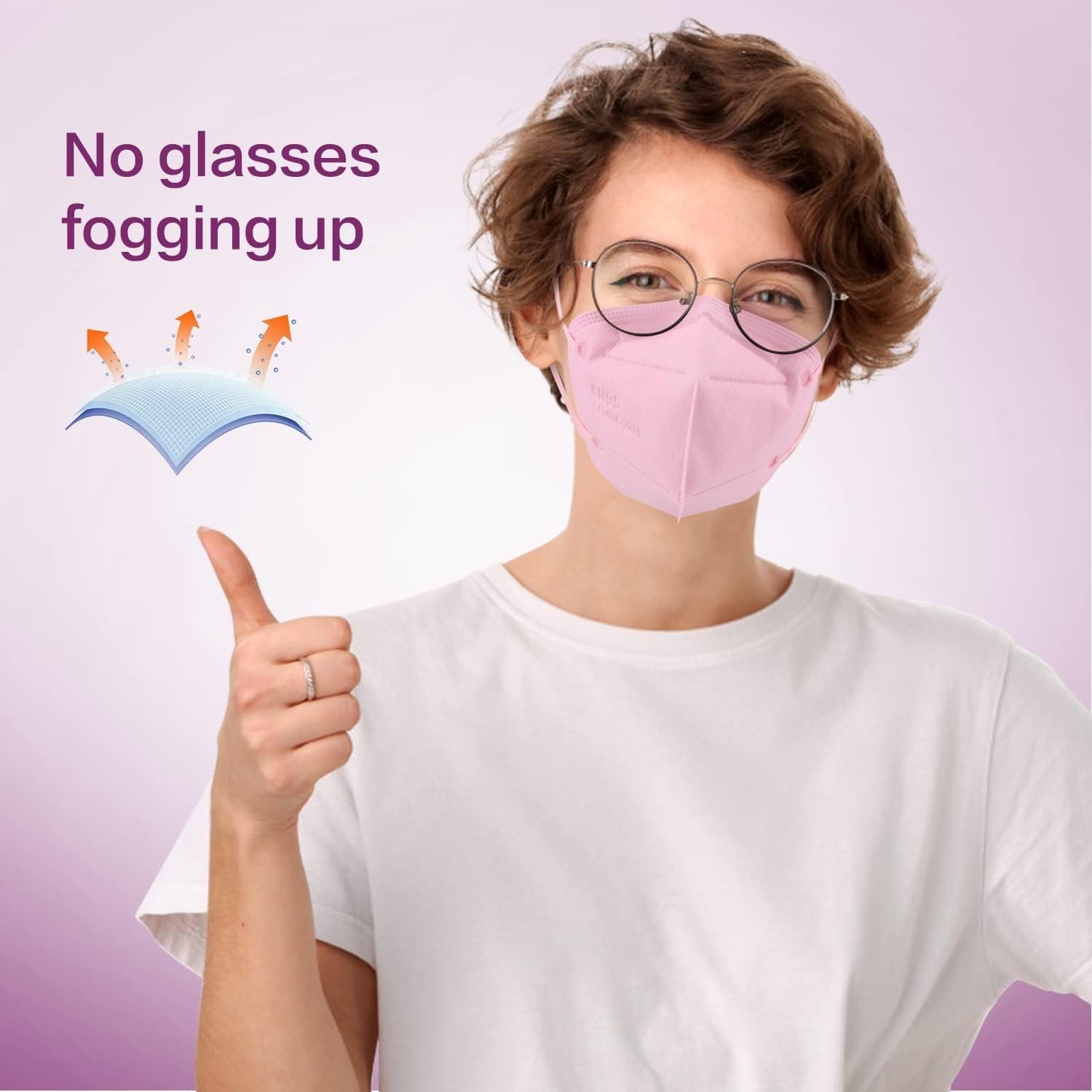 50 Pack Pink KN95 Masks Disposable 5-Layer Foldable Safety Masks