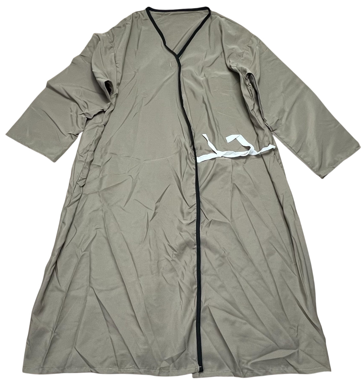 Patient Gowns Unisex (OS) Khaki Contrast Trim Open Front Long Sleeves Medical