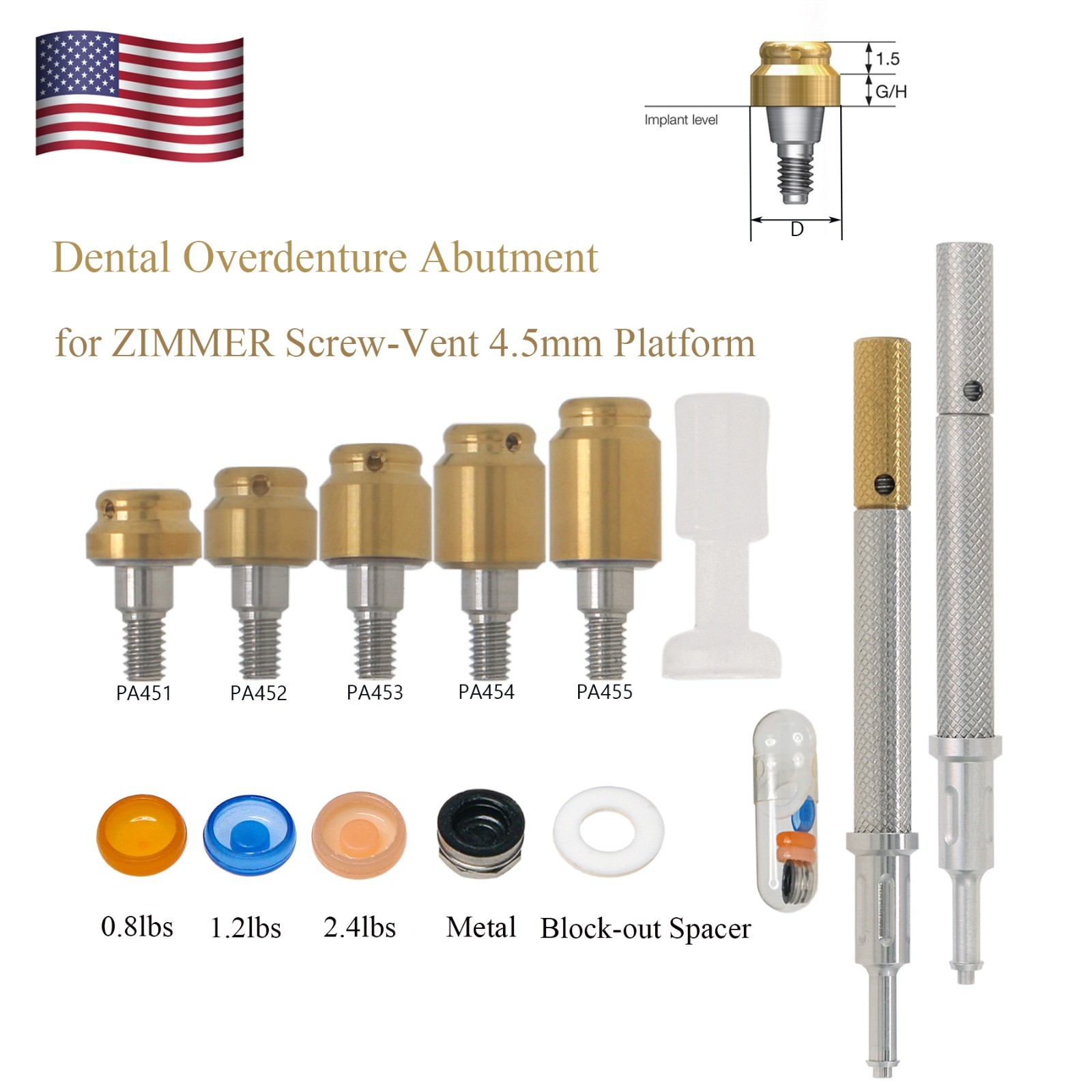 US Zest Locator Abutment for Zimmer Screw Vent 3.5/4.5 Platform and compatibles