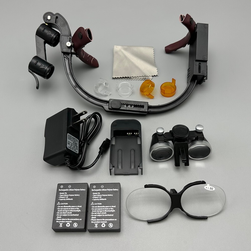 Dental 3.5X Surgical Binocular Loupes Headband Magnifier LED Headlight US/EU