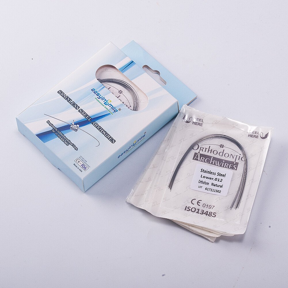 10Pk Dental Ortho Natural Stainless Steel/NITI Arch Wires Round 12-16-18-22 U/L