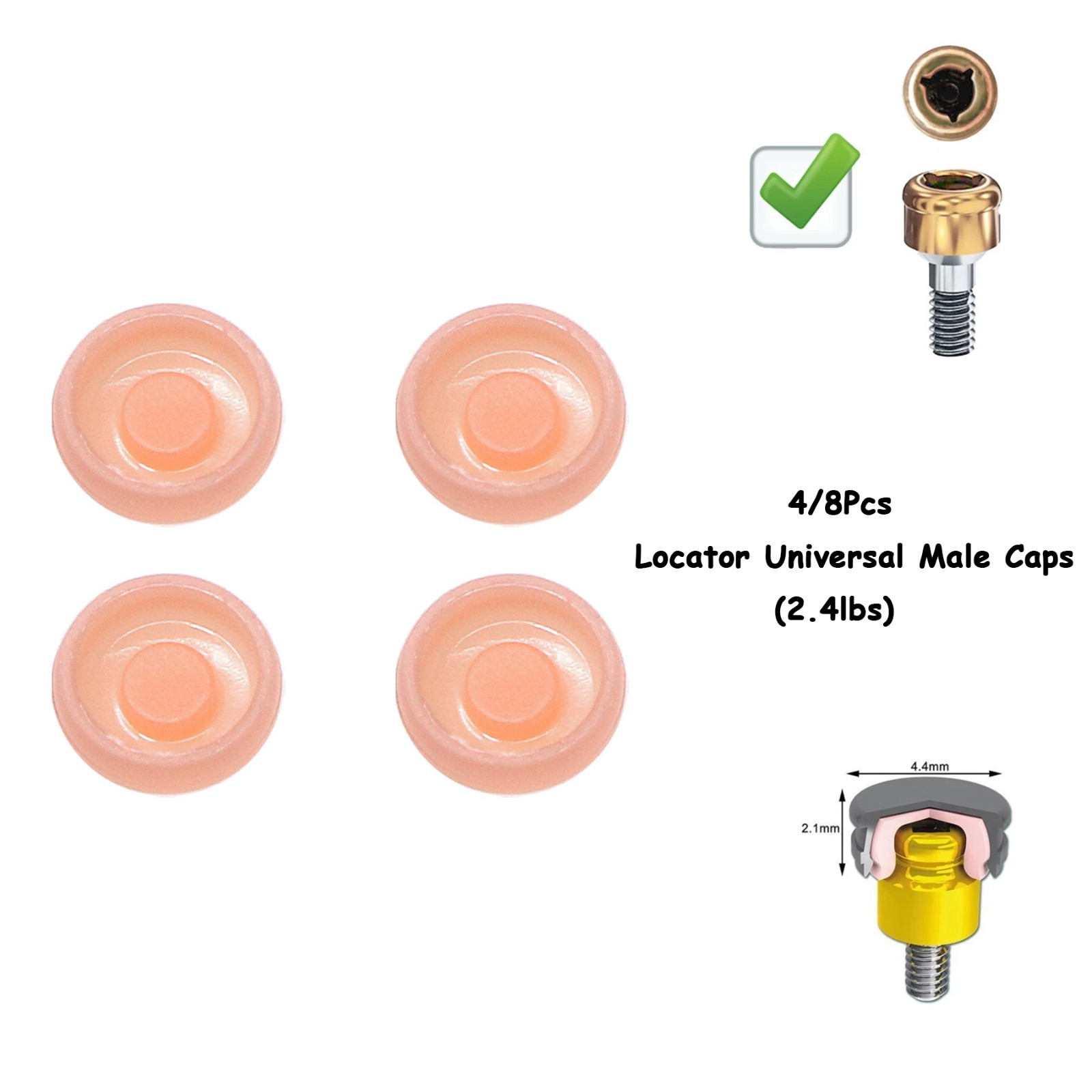 US 4/8Pcs Dental Overdenture Retention Caps For Implant Locator Abutment Inserts