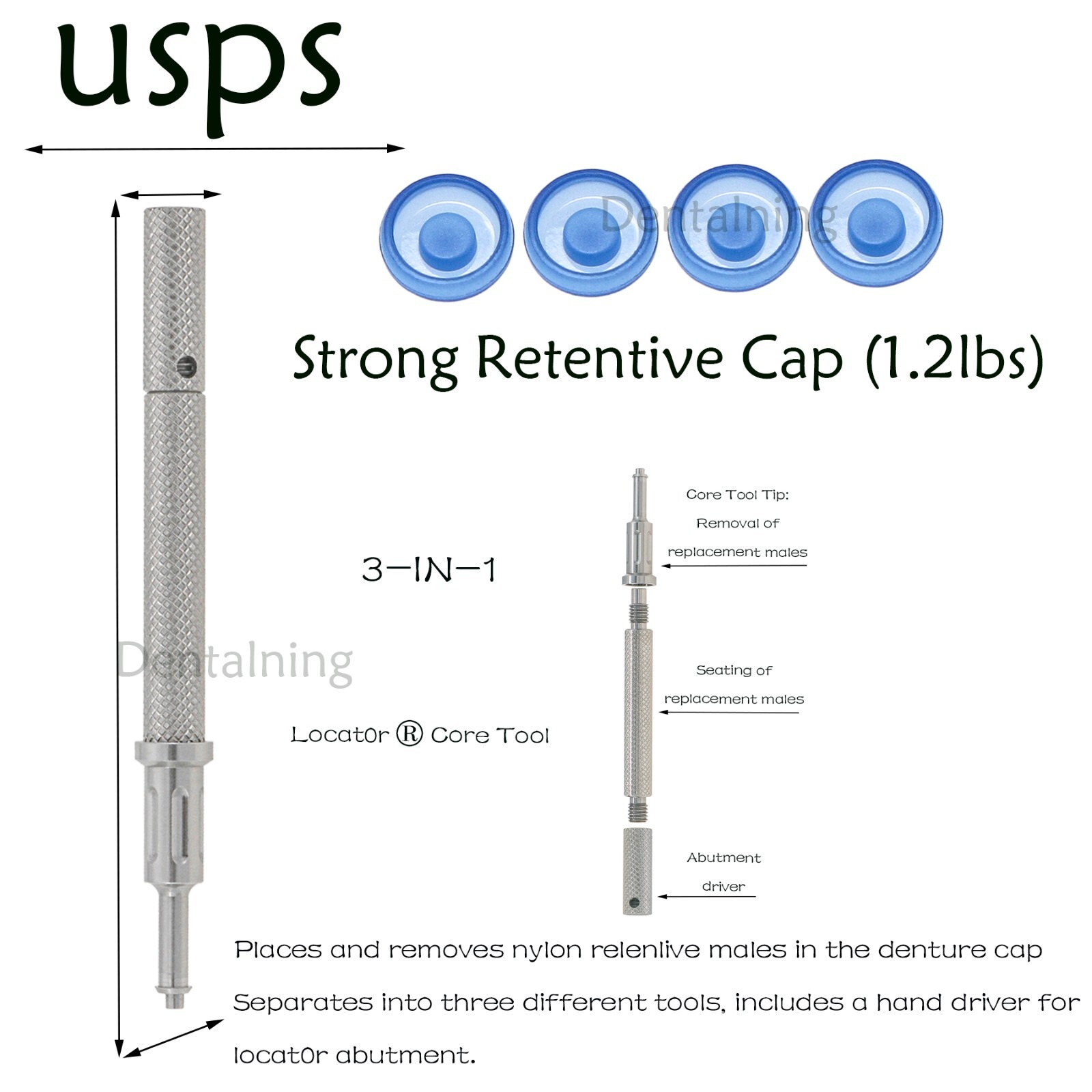 US Dental Overdenture Implant Abutment Locator Sys For Hiossen Regular 3/4/5.0mm