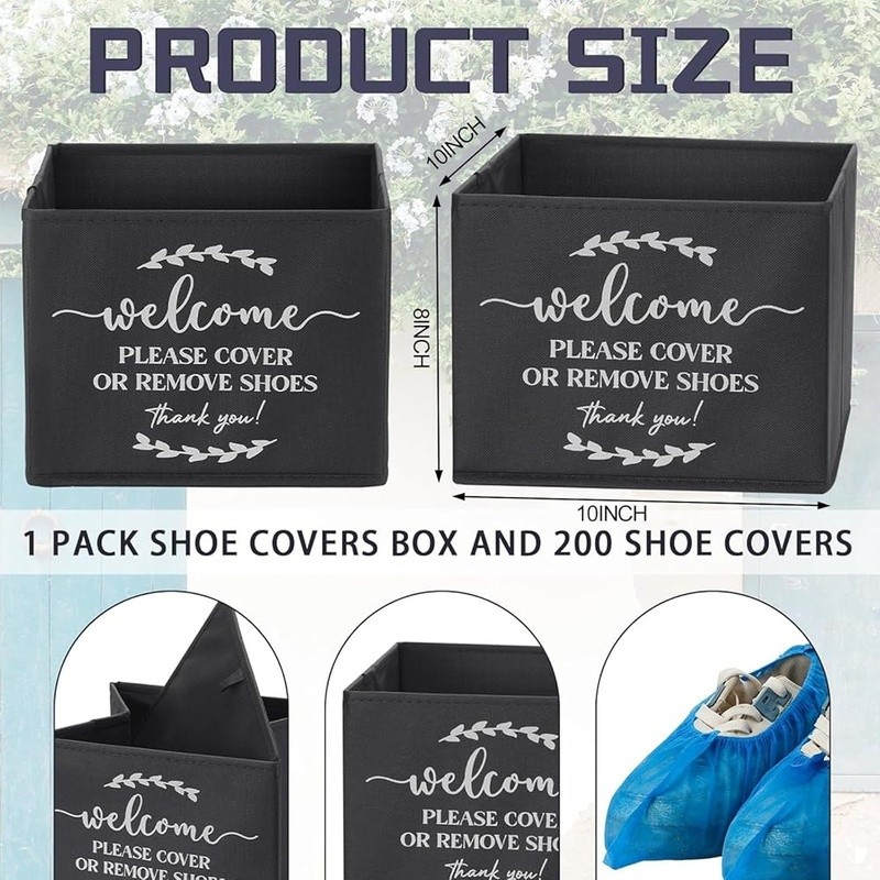 200 Disposable Shoe Covers W/ Storage Box Indoor Outdoor Cleanliness Solution US