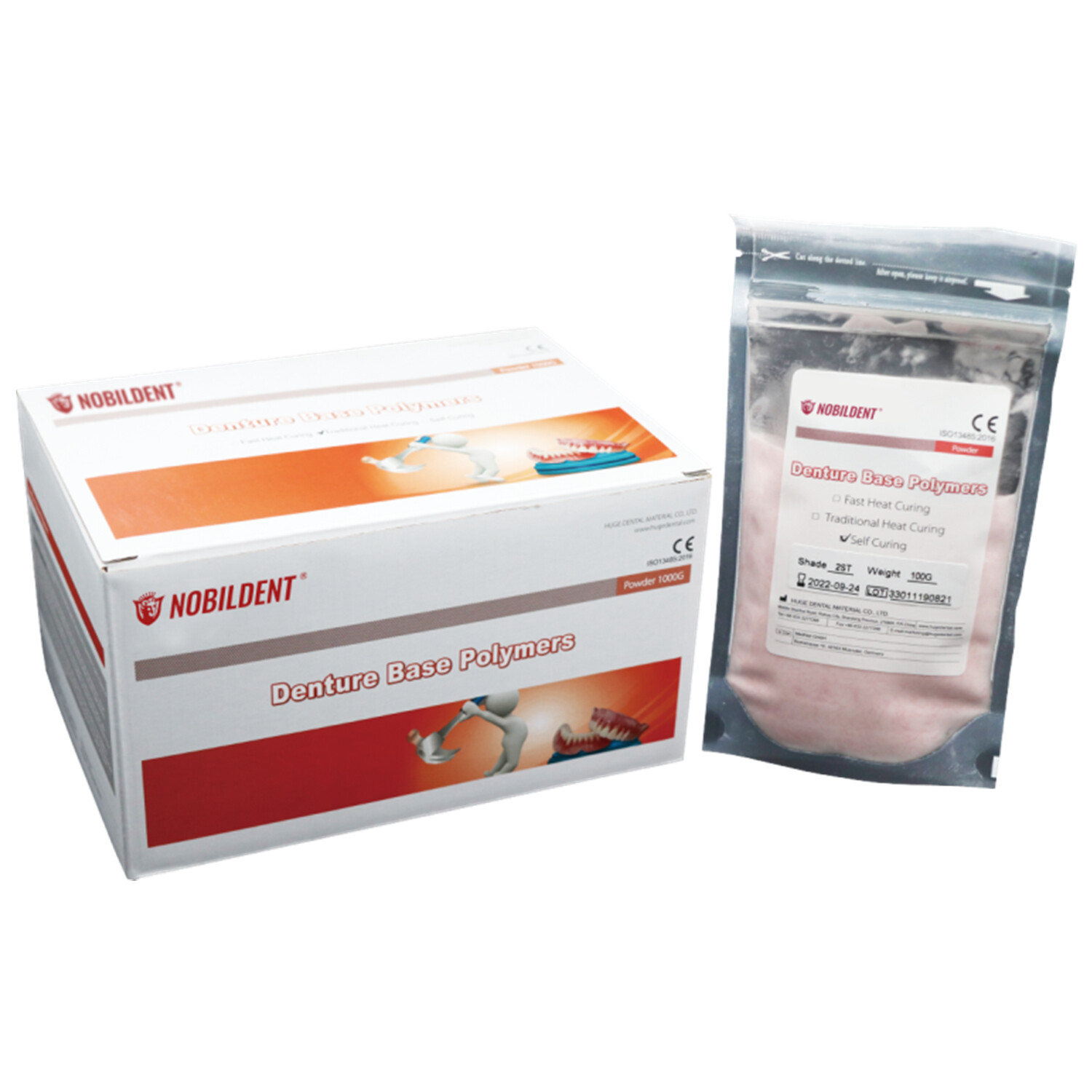 1000g Dental HEAT CURRING Acrylic Denture Base Material Heat Cure Powder