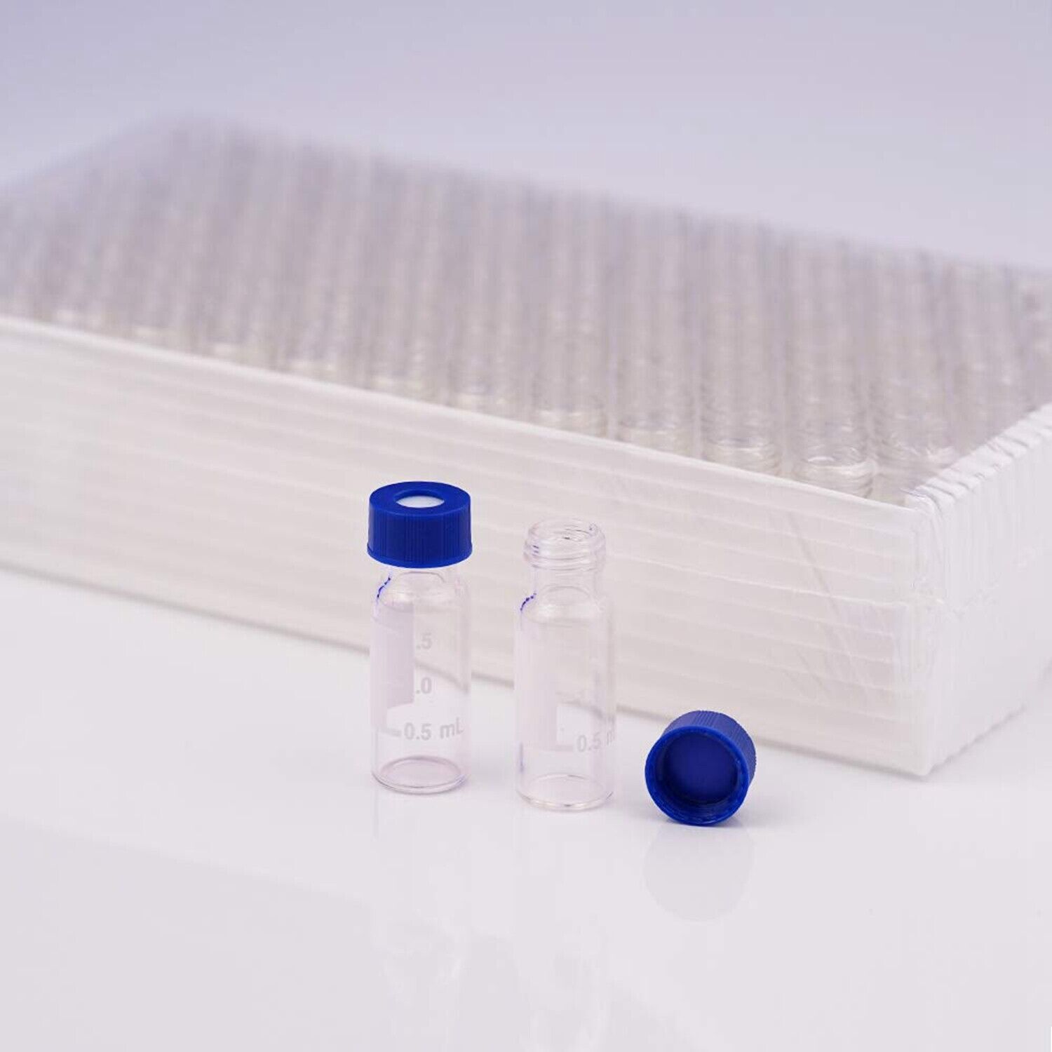 2000pc 2mL Autosampler Clear Vials 9mm Pre-slit Screw Caps Write Spot Graduation