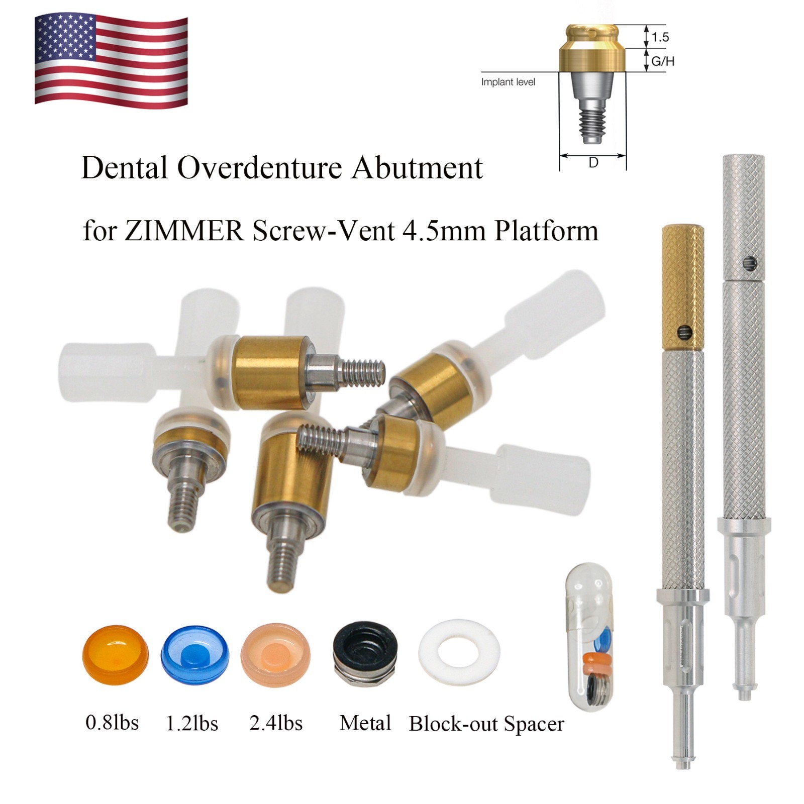 US Zest Locator Abutment for Zimmer Screw Vent 3.5/4.5 Platform and compatibles