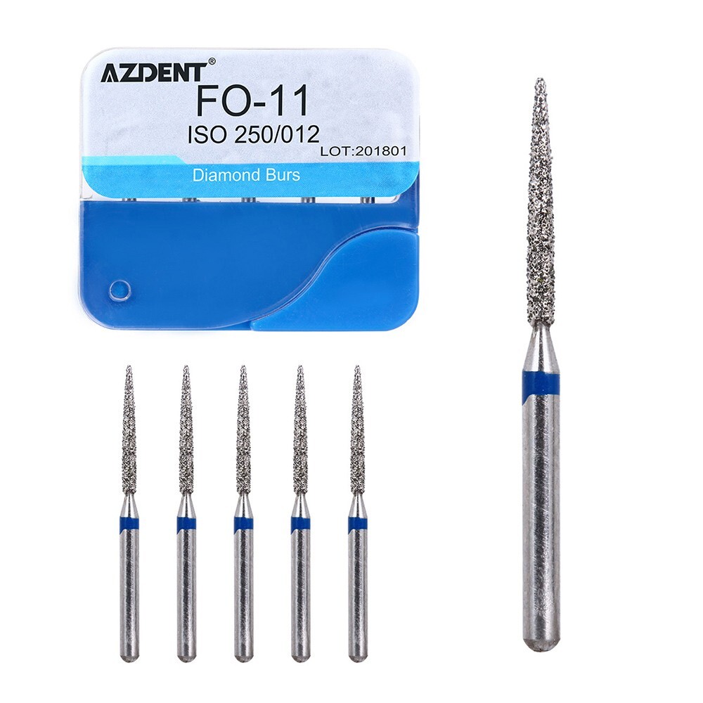 100Pcs AZDENT Dental Diamond Burs High Speed Handpiece Friction Grip 20 Types