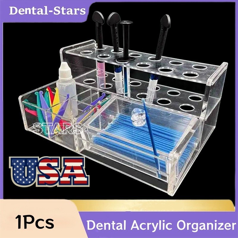 Dental Composite Syringe Acrylic Organizer Holder Resin Applicator Adhesive Rack
