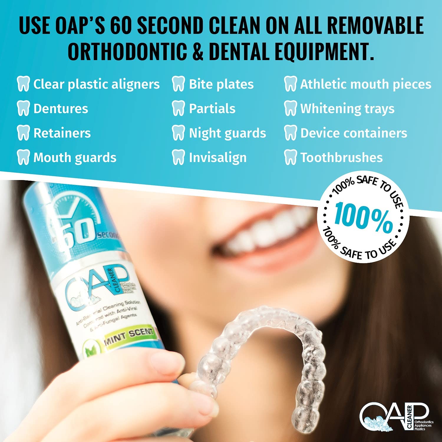 OAP Cleaner – Cleans and Sterilizes Removable 3.8 Fl Oz (Pack of 1), Clear