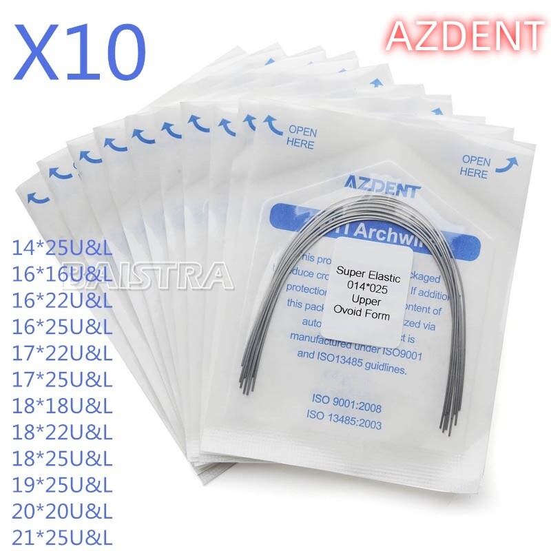 10Bag AZDENT Dental Orthodontic Super Elastic Niti Arch Wires Rectangular Ovoid