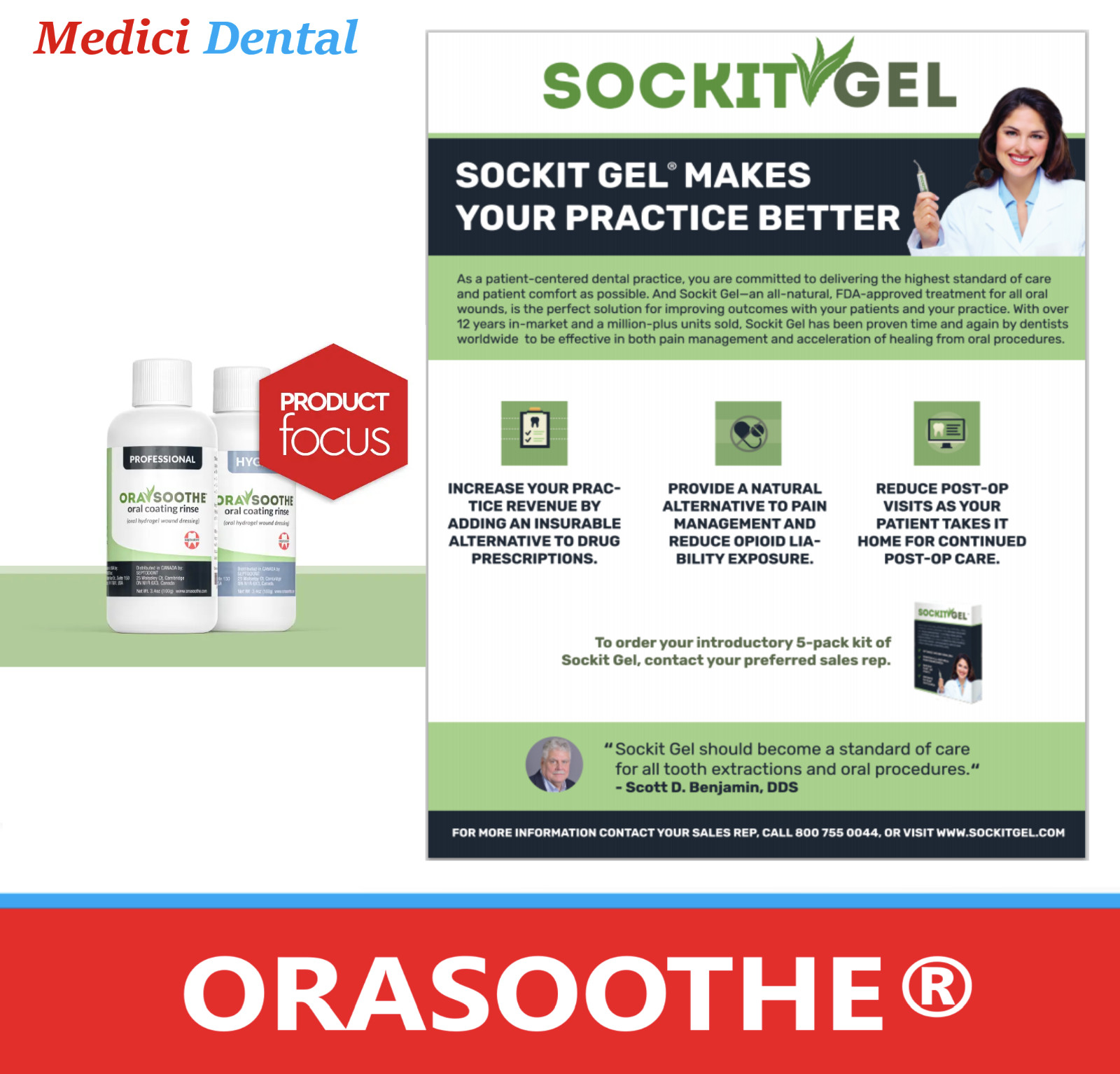 Septodont Orasoothe Sockit Dry Socket Oral Wound Dressing Hydrogel , 5x Syringes