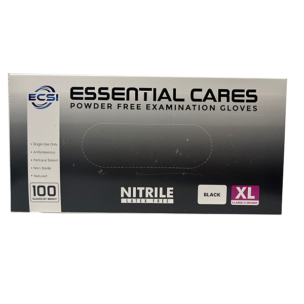5 Mil Black Nitrile Disposable Exam Gloves Powder free 100pcs/box, ECS