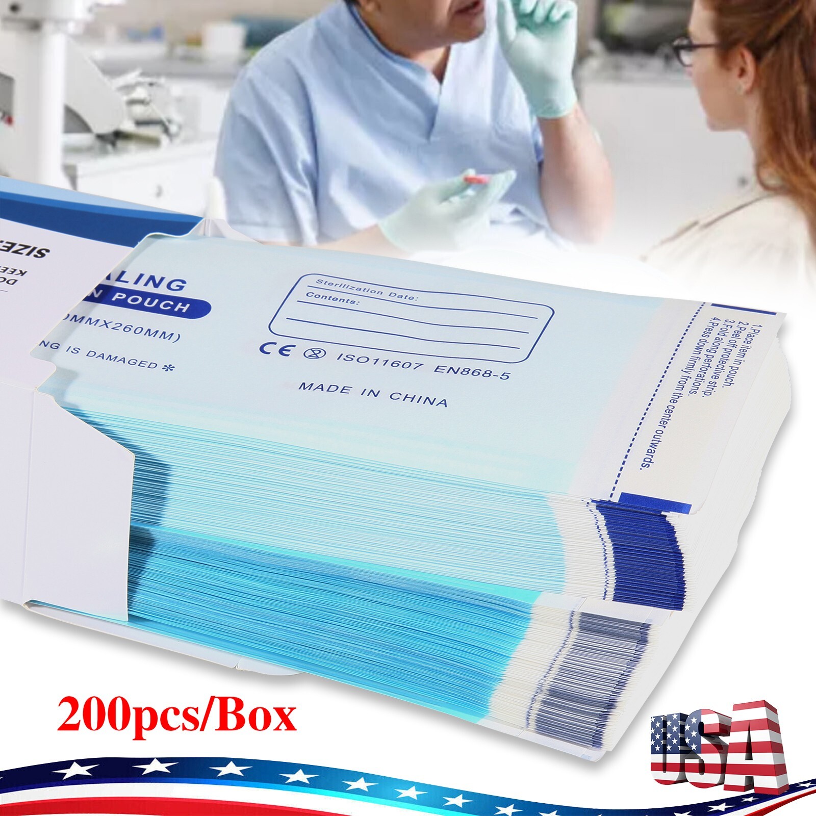 400 3.5″x10″ Self-ing Sterilization Pouch Sterilizer Bag Autoclave to