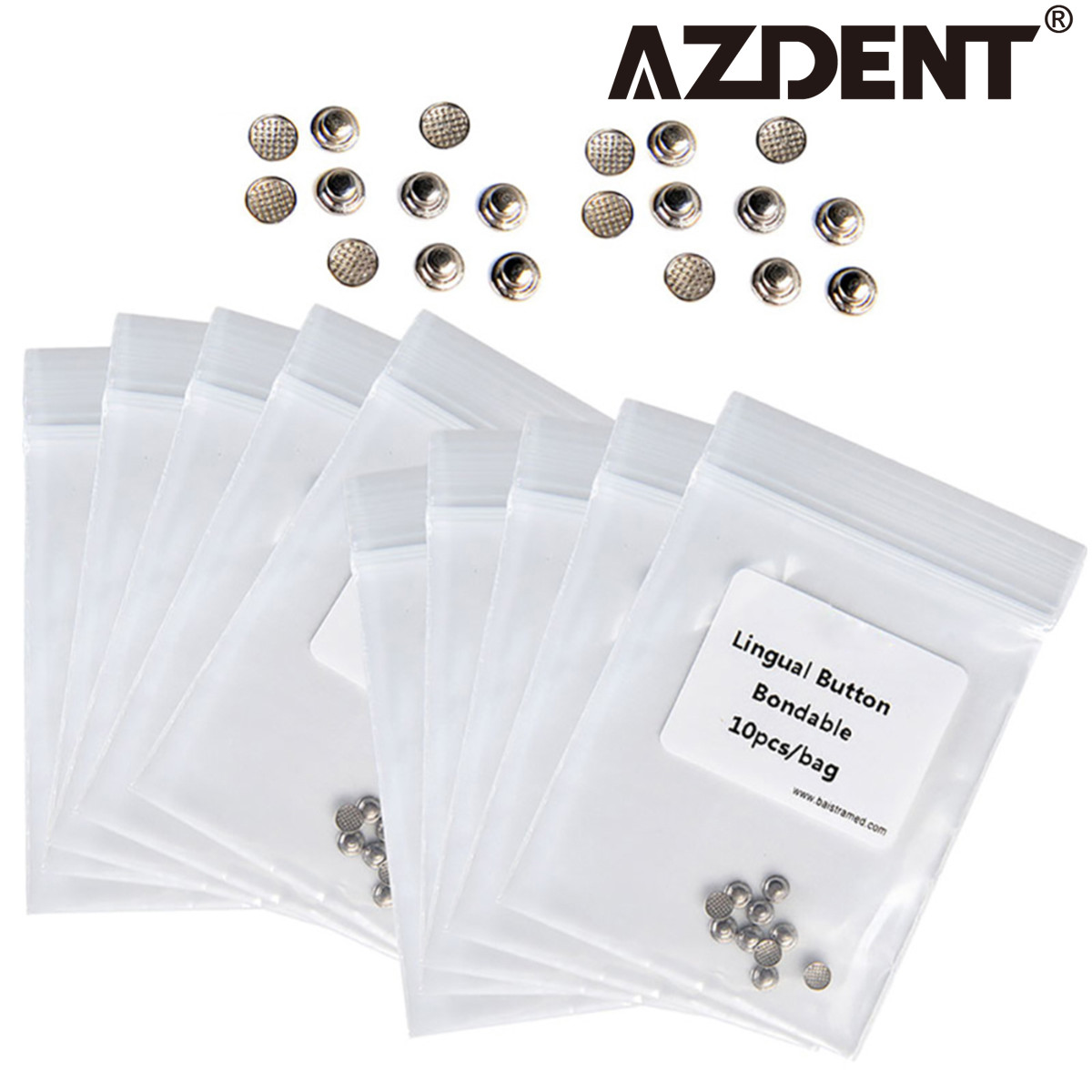 AZDENT Dental Orthodontic Lingual Buttons For Bondable Round 10Pcs/Box