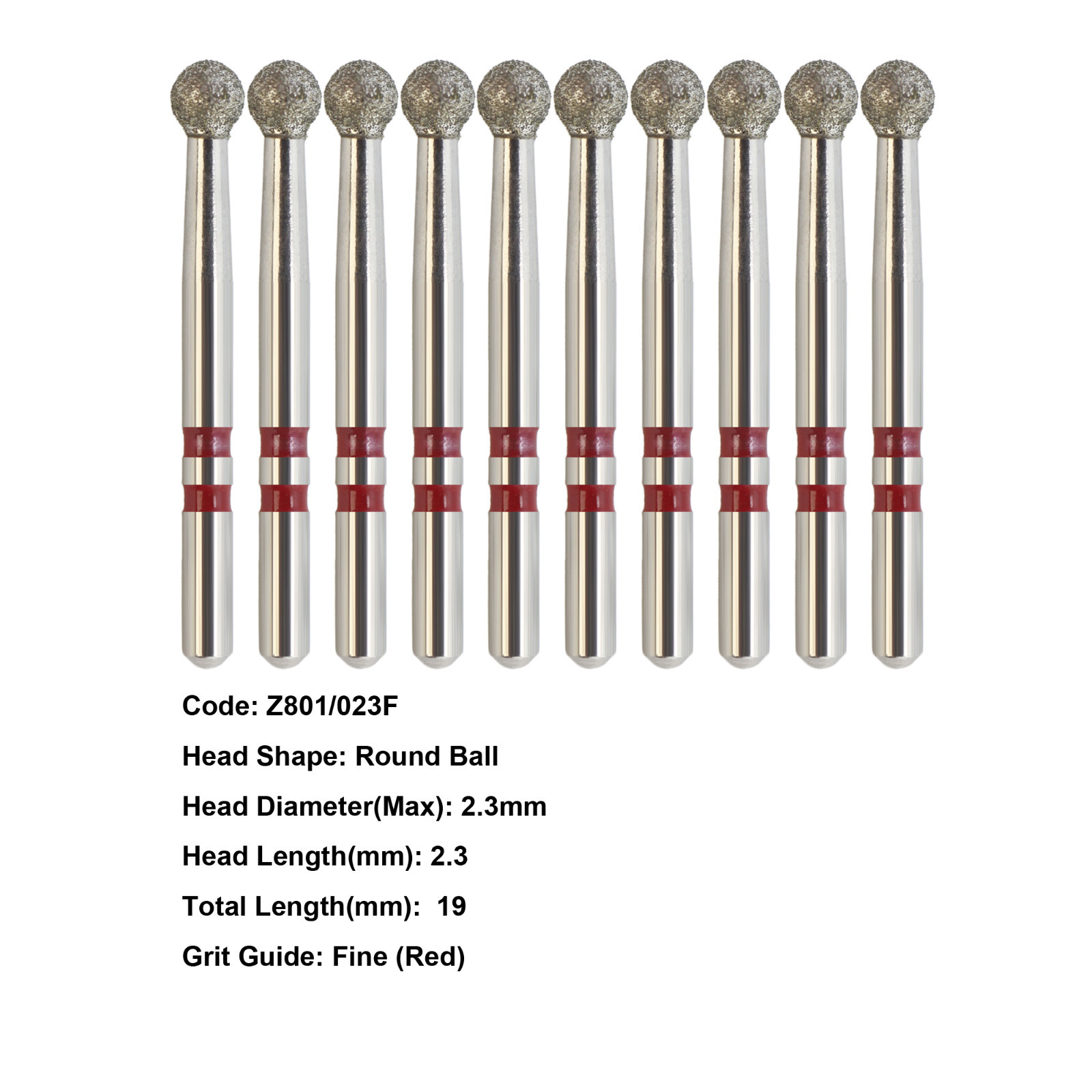 Dental Diamond Bur Zirconia Cutting Bur Round Football FG Fine Medium Grit Z856