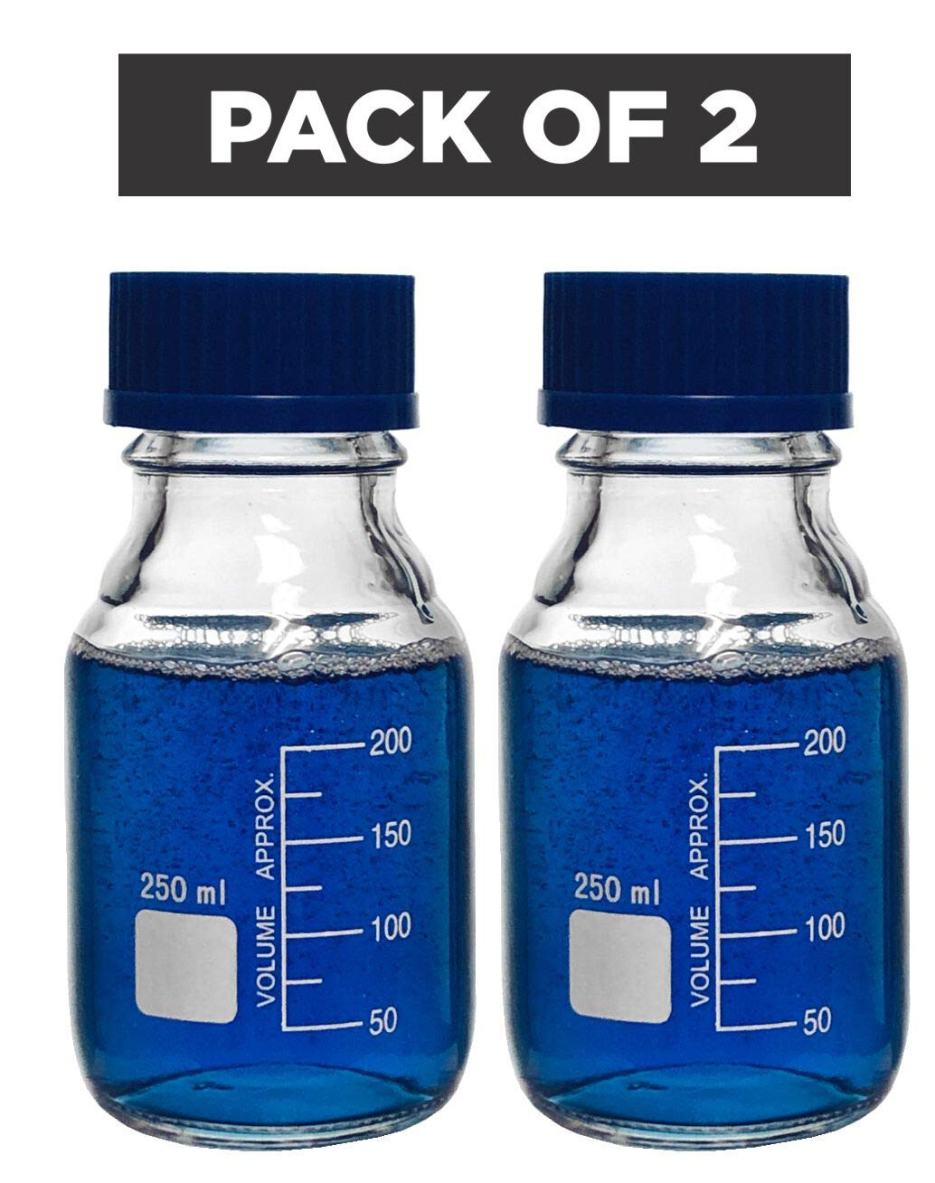 250ml Glass Round Media Storage Bottles with GL45 Screw Cap, Borosilicate Glass
