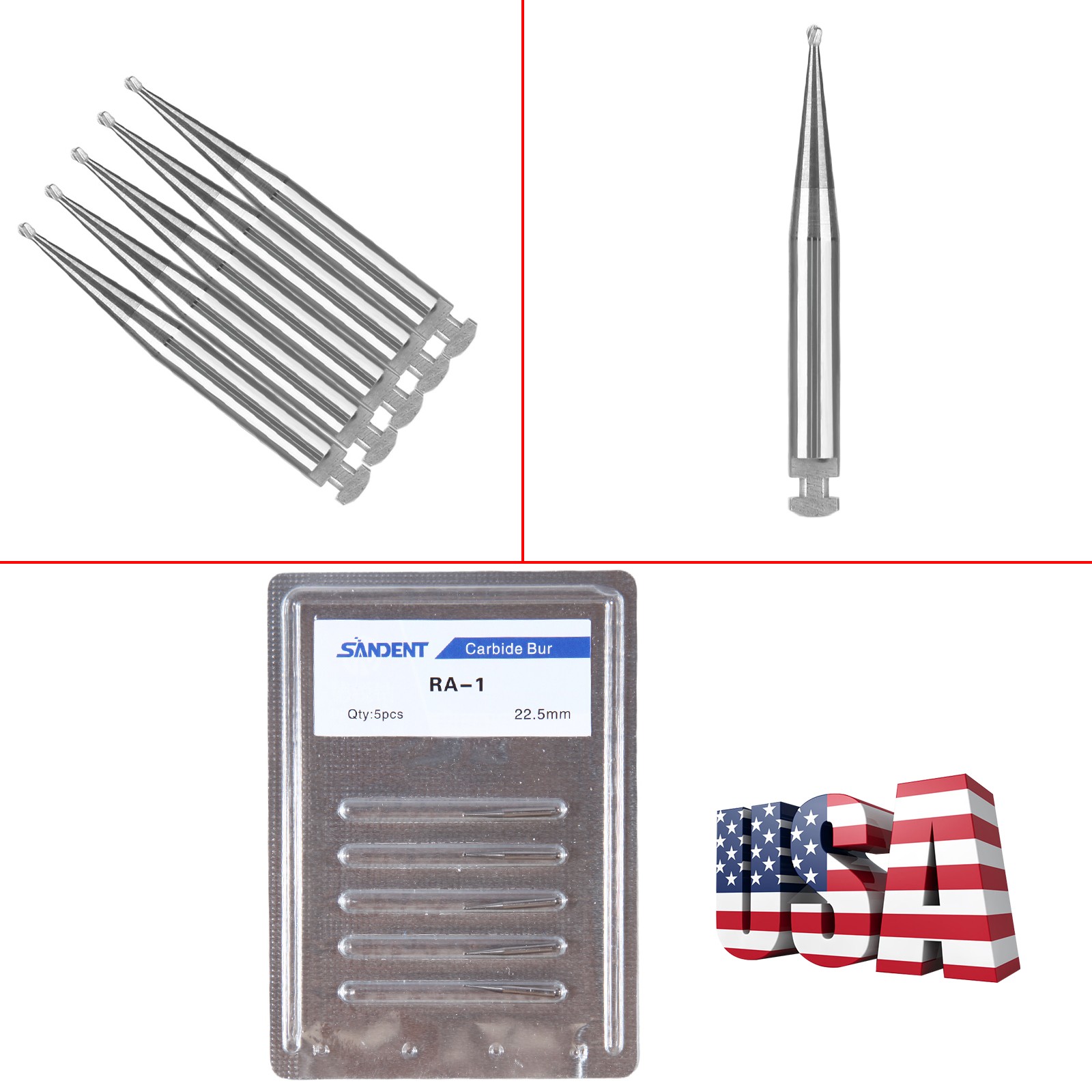 Dental Round Latch Carbide Bur RA1 Midwest RA Drills For Slow Speed Handpiece