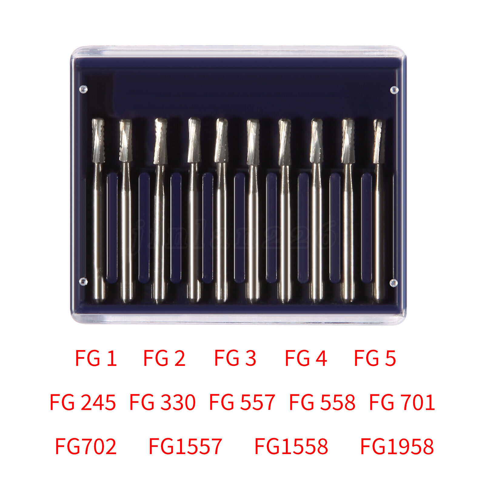10Pc Dental Carbide Bur Inverted Cone For High Speed Handpiece FG Round Friction
