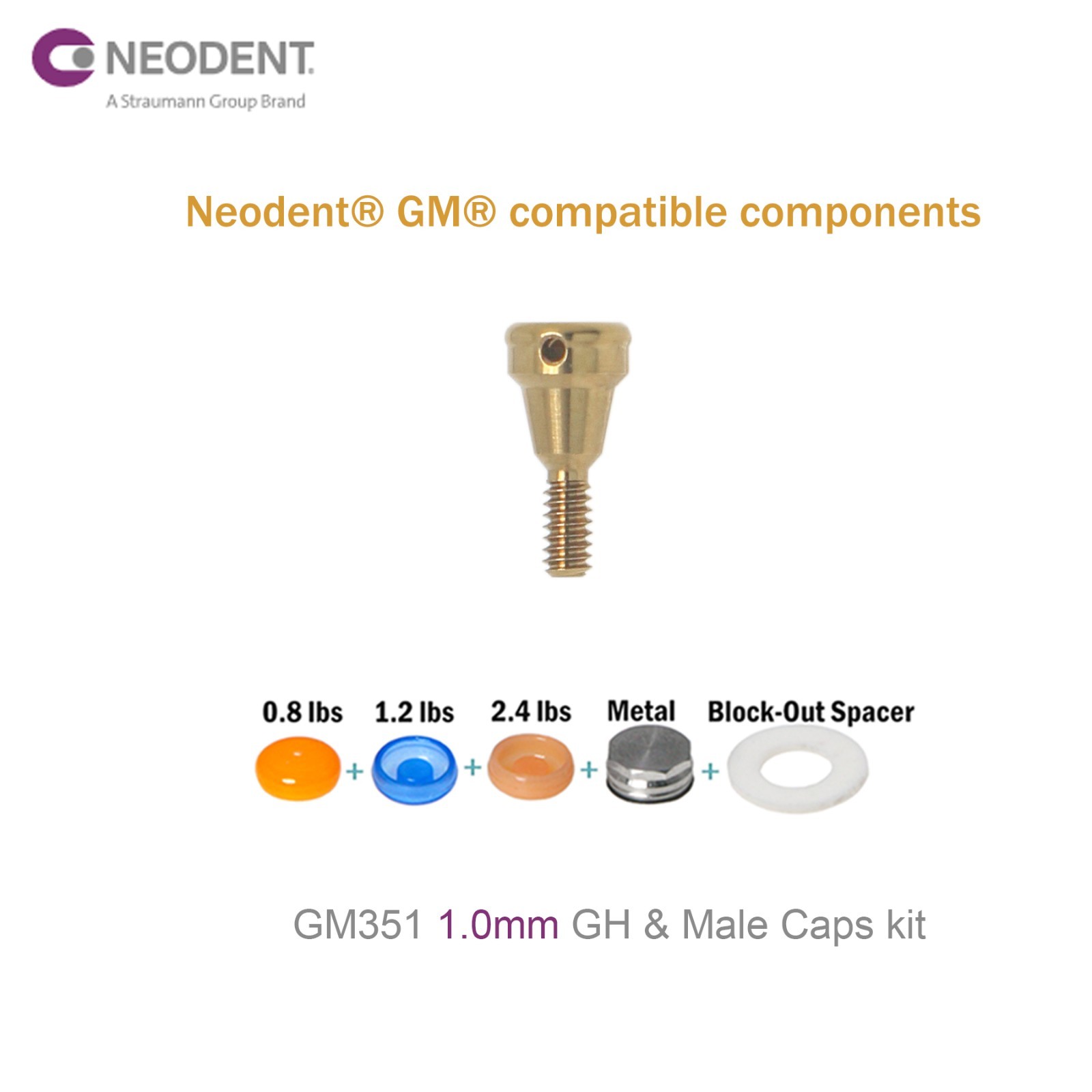 For Neodent Grand Morse GM LOCATOR Abutment PEEK w/Male Caps Inserts Overdenture