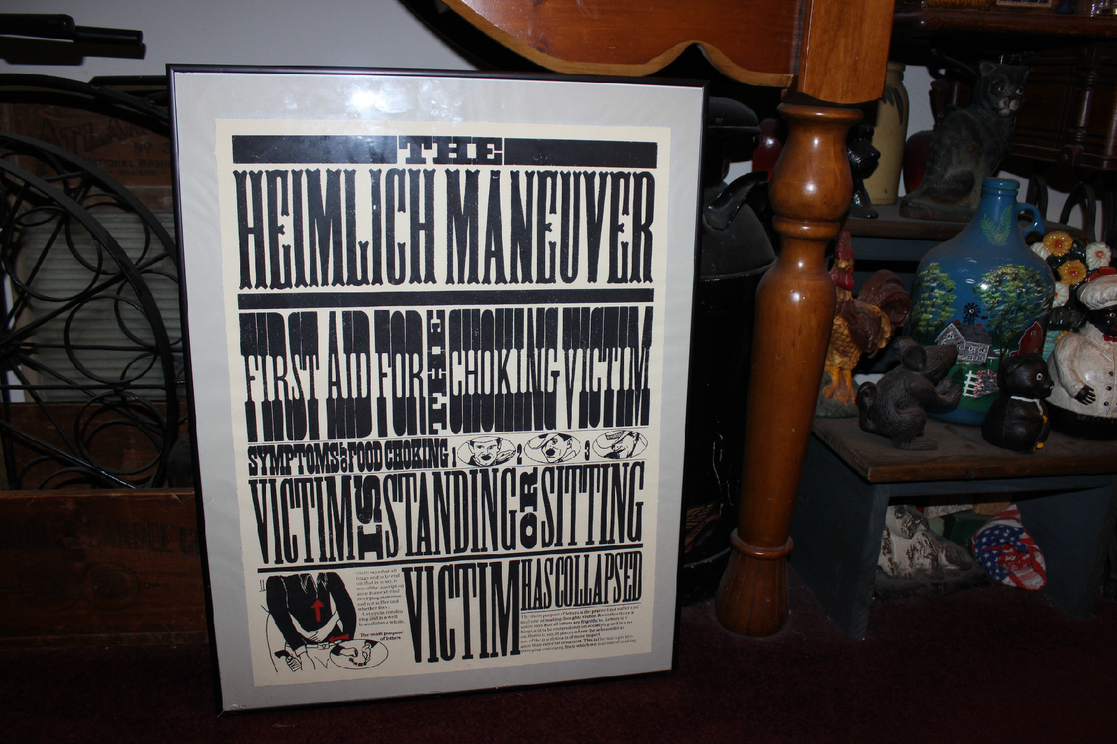 Vintage Unusual Heimlich Maneuver Poster-Choking Poster-Odd Wording-Framed-LQQK
