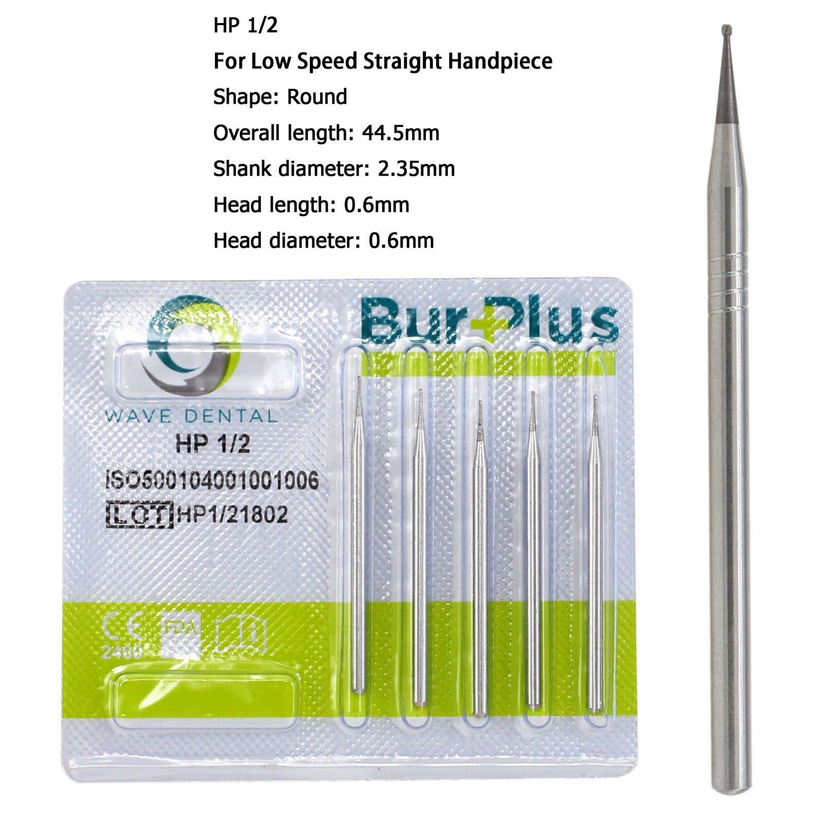 Wave Dental HP Carbide Round Burs Low Speed Surgical Burs 44.5mm HP 2 4 6 8 10