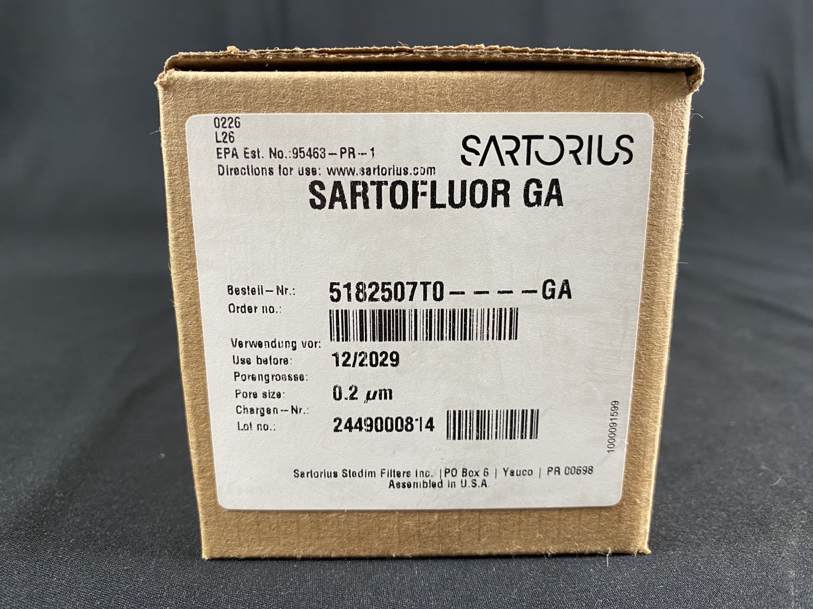 SARTORIUS 0.2µm 5″ SI Sartofluor GA Filtration Cartridge 5182507T0 GA (1/Pack)