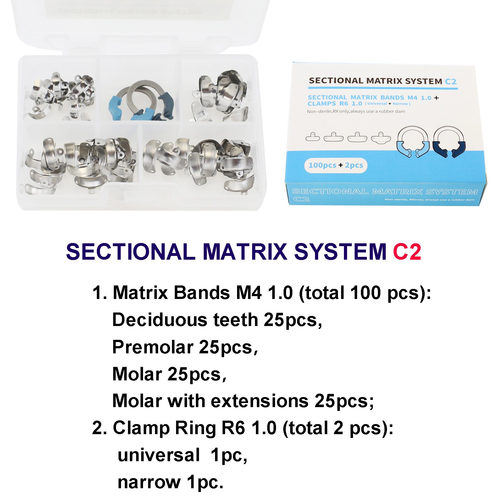 Dental Sectional Matrix Bands System Metal Refill Clamp Rings Garrison Palodent
