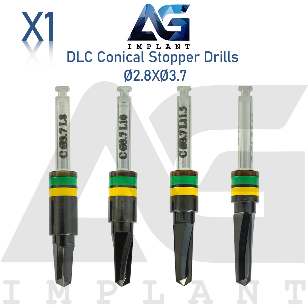 Ø2.8XØ3.7 Integral Stopper DLC Conical Drill External Irrigation Tool Carbon