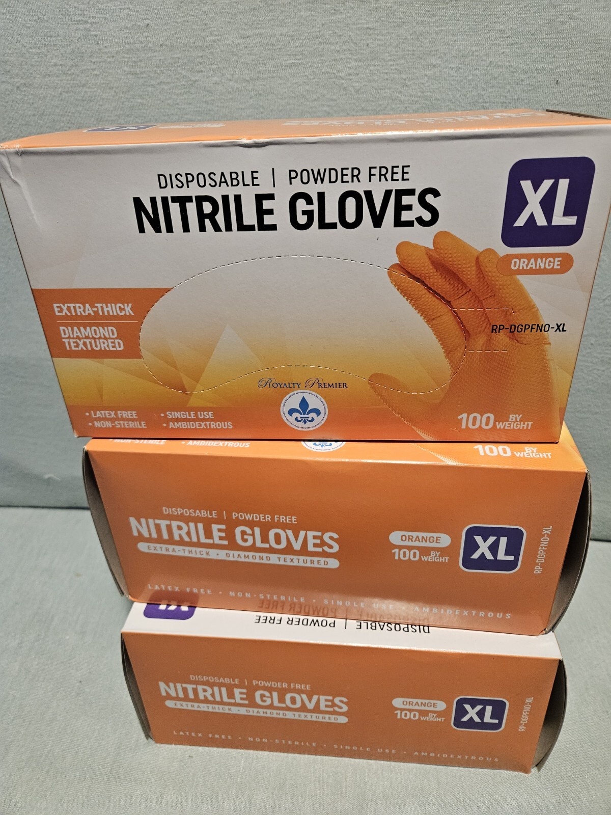 Nitrile Disposable Gloves Raised Diamond Texture, Case of 100 Each Lot Of 3 B.