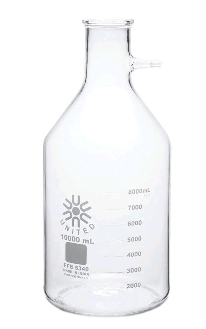 United Scientific Supplies FFB5340-10000 Borosilicate Glass Filtering Bottle 10L