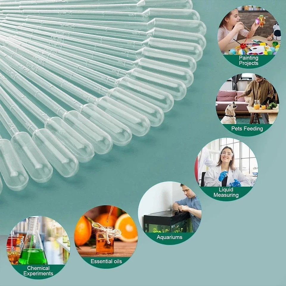 10-100Pcs Plastic Pipettes 3ml Transparent Transfer Pipette Droppers Epoxy.