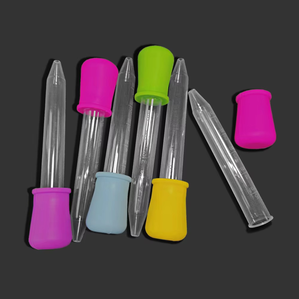 5pc Random Medicine Silicone and Plastic Pipettes Eye Dropper with Bulb Tip 5ml