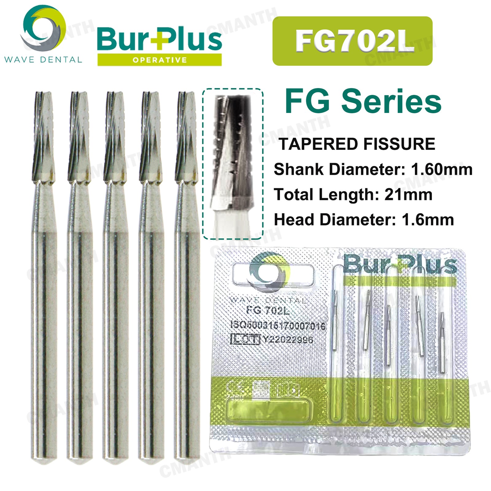 US WAVE Dental Burs Carbide Burs Tapered Fissure FG Cross Cut Bur Fit High Speed