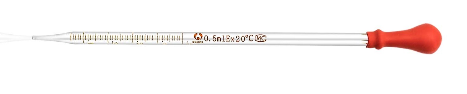 2Pk 0.5ml Glass Graduated Dropper Pipettes Lab Dropper with Red Rubber Cap&Scale