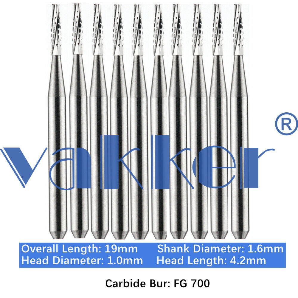10/Pack 21mm Dental Tungsten Carbide Friction Grip Long Carbide Burs High Speed